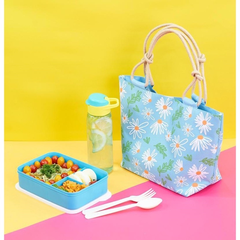 Kotak makan set Yumi flower / lunch box / tempat makan set