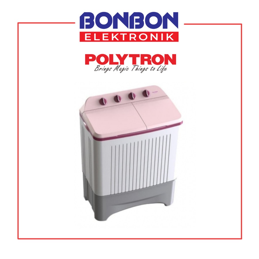 Polytron Mesin Cuci 2 Tabung 8KG PWM 8366 HP / PWM8366 / 8366HP PINK