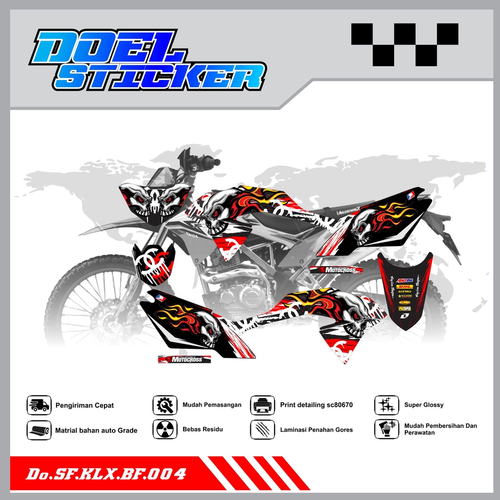 Sticker Striping Honda KLX 150 G , BF , SE Lama List Variasi Hologram , Crome Doel 004