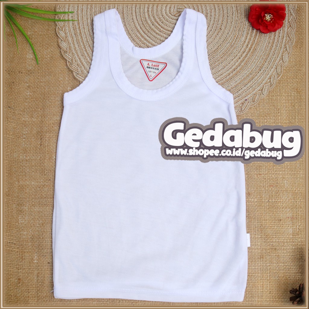 6 Pcs - Singlet Kaos dalam anak &amp; remaja Latif PUTIH Made in Indonesia - Singlet LATIF