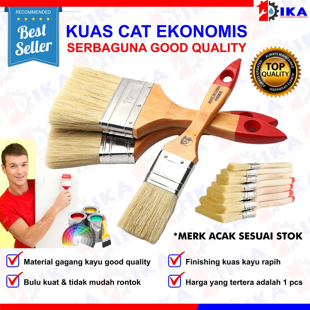 Kuas Cat Serbaguna Gagang Kayu - High Quality / Kuas Cat 1inch 2inch 3inch 4inch Alat Kuas kayu Cat Tembok Paint Brush / Kuas Cat SATUAN Gagang Kayu Ukuran 1&quot; /1.5&quot;/ 2&quot;/ 2.5&quot;/ 3&quot;/ 4&quot;