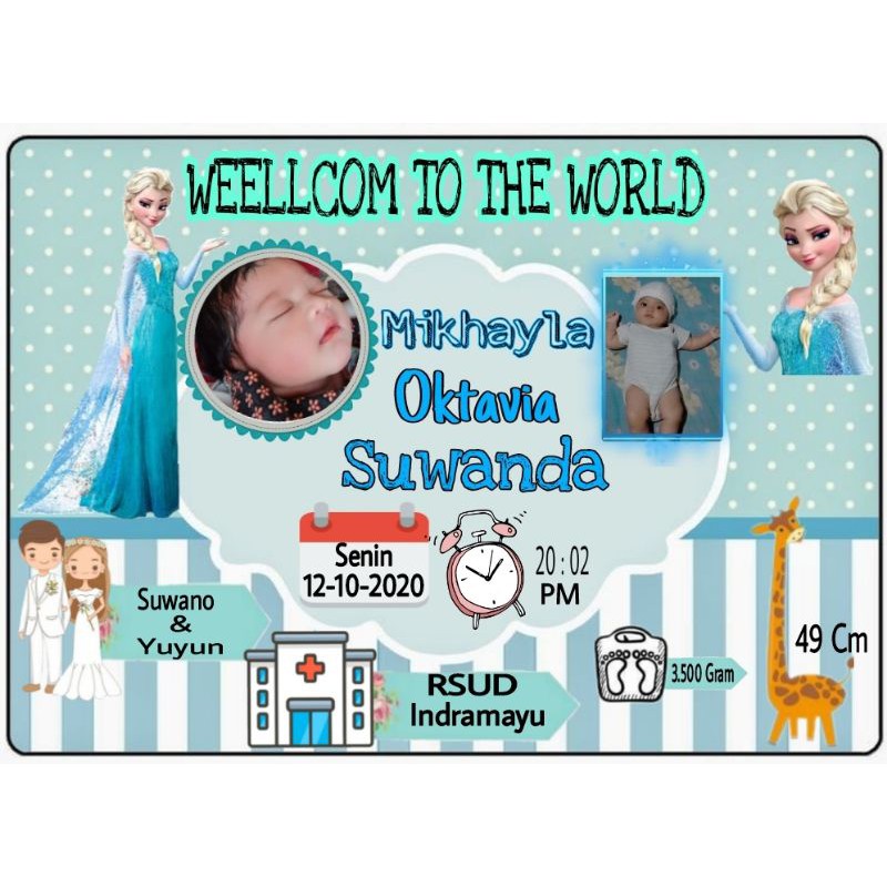 Frame Frozen Biodata Bayi, Biodata Anak, Baby Shower [SOFTFILE]