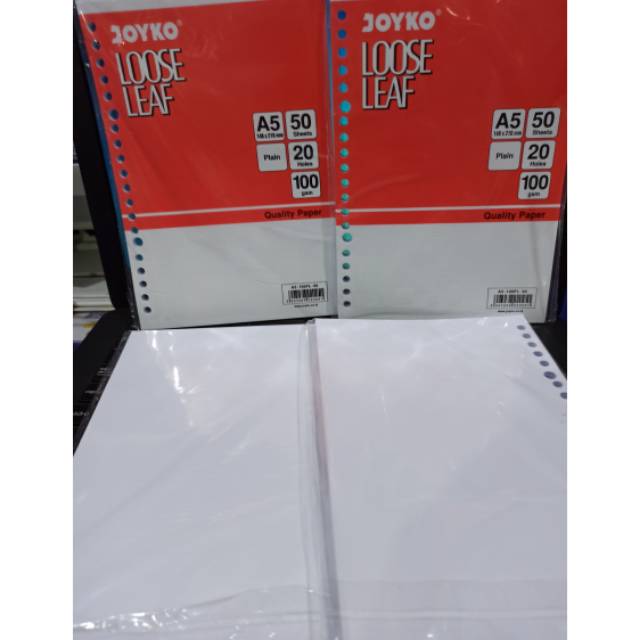 

Loose leaf A5 POLOS / Plain joyko 50 lembar