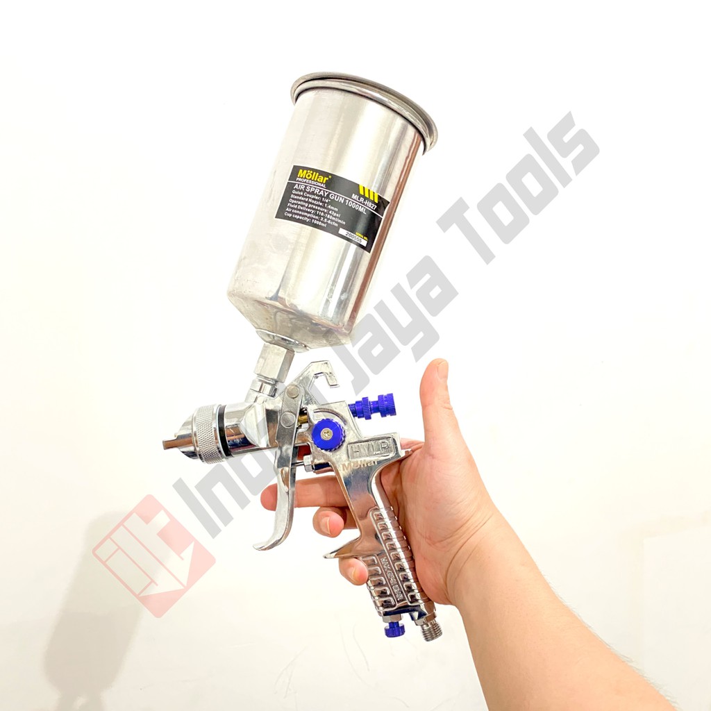 MOLLAR H827 HVLP Spray Gun 1.4 mm Tabung Atas 1000 mL Alat Semprot Cat Low Pressure Tekanan Rendah