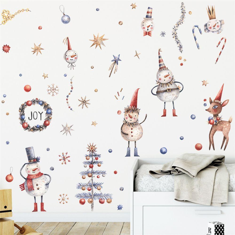 Solighter Stiker Dinding Dekorasi Rumah Cabang Kaca2022Tahun Baru Pintu Merry Christmas Wall Decals