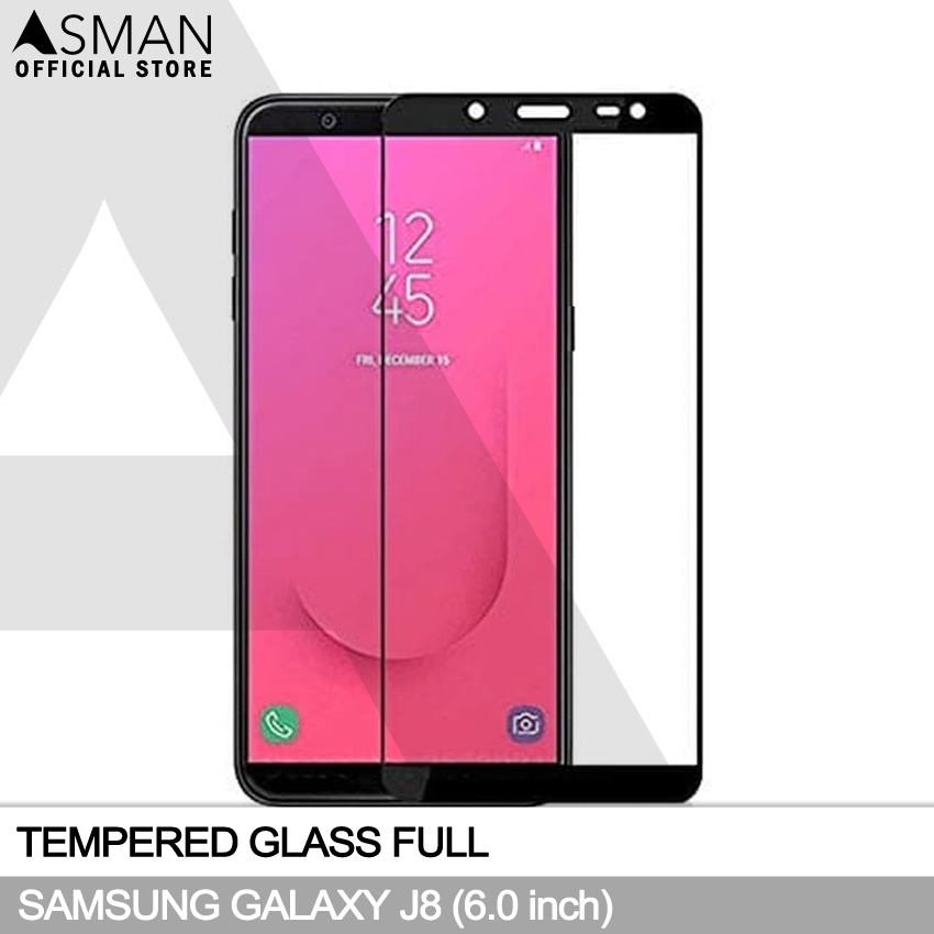 Tempered Glass Full Samsung Galaxy J8 (6.0&quot;) | Anti Gores Kaca - Hitam