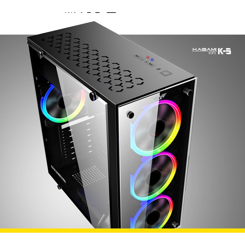 Armaggeddon Kagami K5 Tempered Glass Full ATX Gaming Case PC - Black