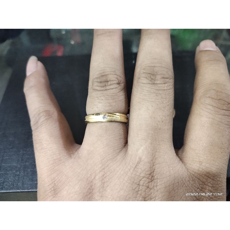 Cincin Stainless steel/ titanium Gold oval kombinasi dof mata anti karat 1box isi 36pcs