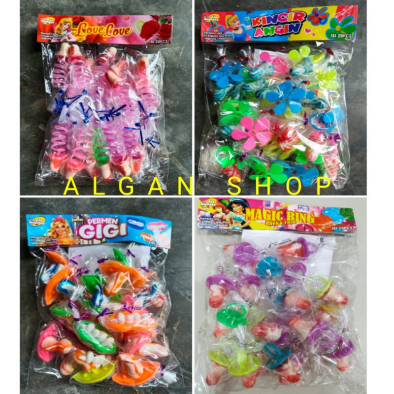 Permen Lolly Motif Cincin Dot Kincir Spiral Gigi 1 Pack 20 Pcs Permainan Candy Game  Hot Hot Pop Kem