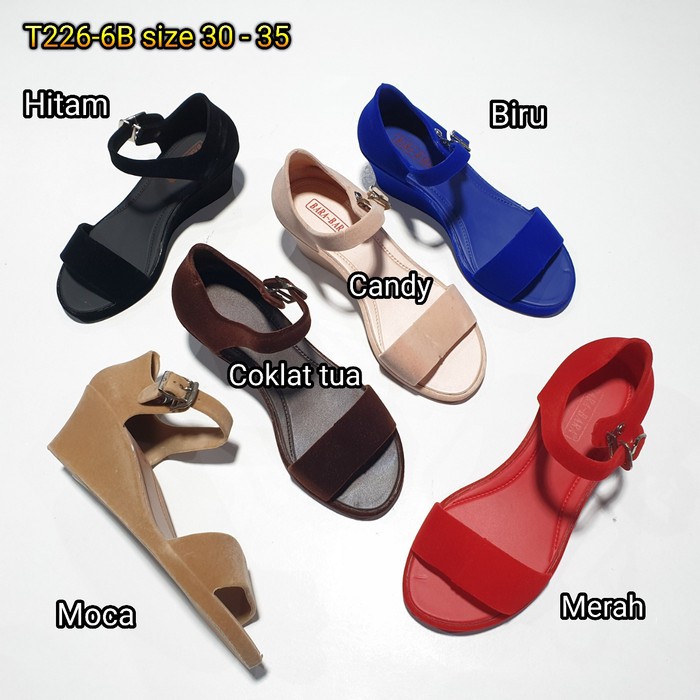 jelly sandal anak wedges bludru barabara bara bara import T226-6B