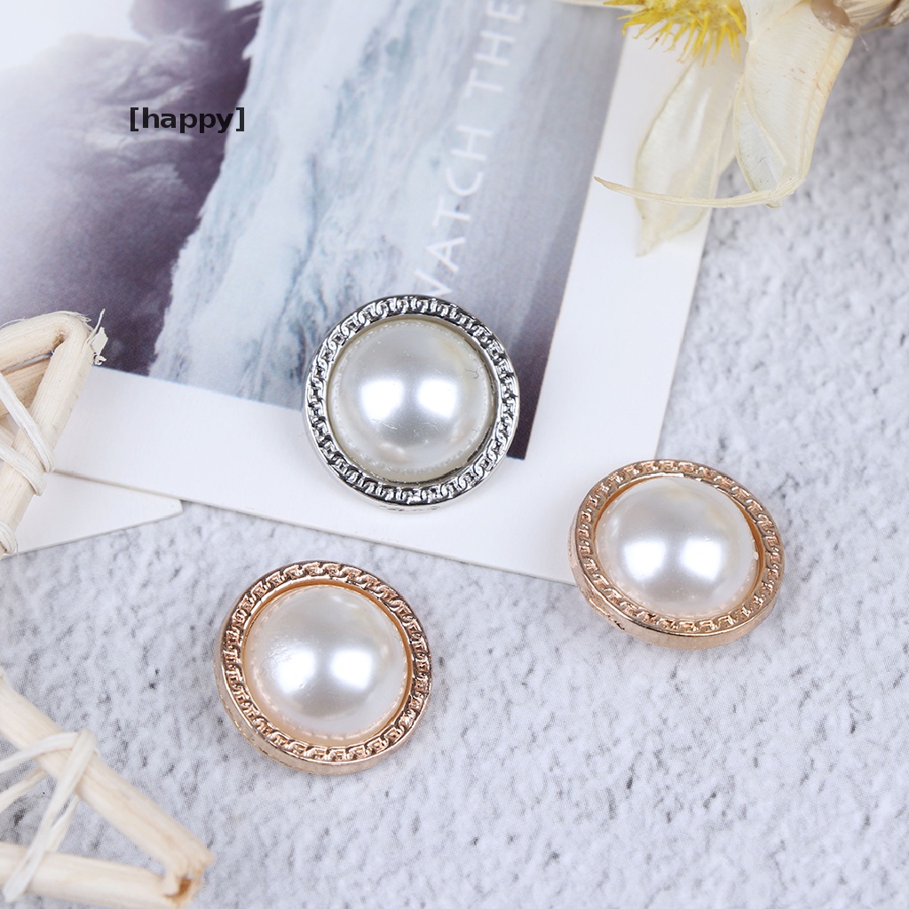 10 Pcs Kancing Mutiara Bahan Metal Untuk Dekorasi Scrapbook