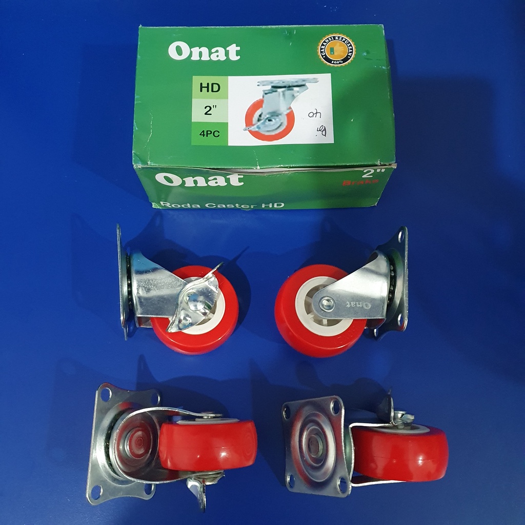 Roda Caster Kastor HD Merah 2 Inch (4 Pcs) 2" Merah Rem