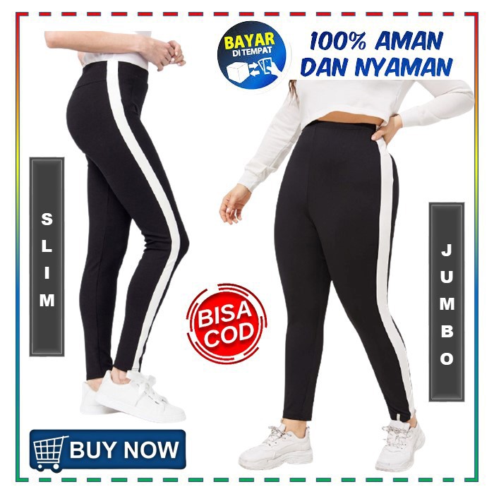  COD Leging strip slim dan jumbo Celana Leging Legging  