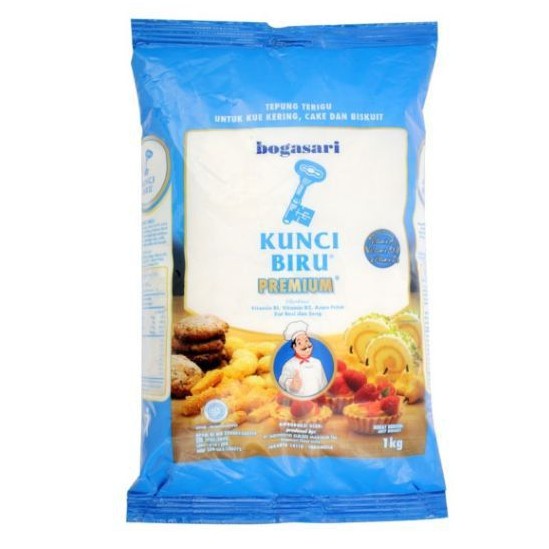 Jual Tepung Terigu Protein Rendah Bogasari Kunci Biru Premium 1 Kg