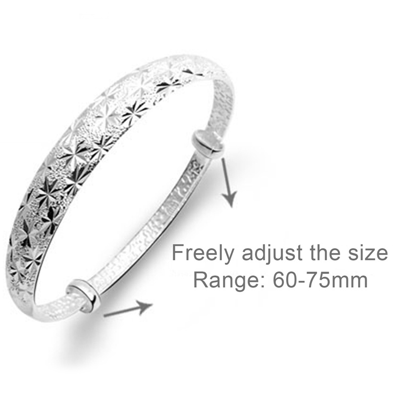 Gelang Tangan Sterling Silver 925 Adjustable Aksen Kristal Elegan Untuk Wanita / Pernikahan