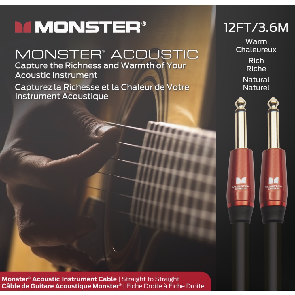 Monster Prolink Acoustic Instrument Cable 12 ft Straight to Straight