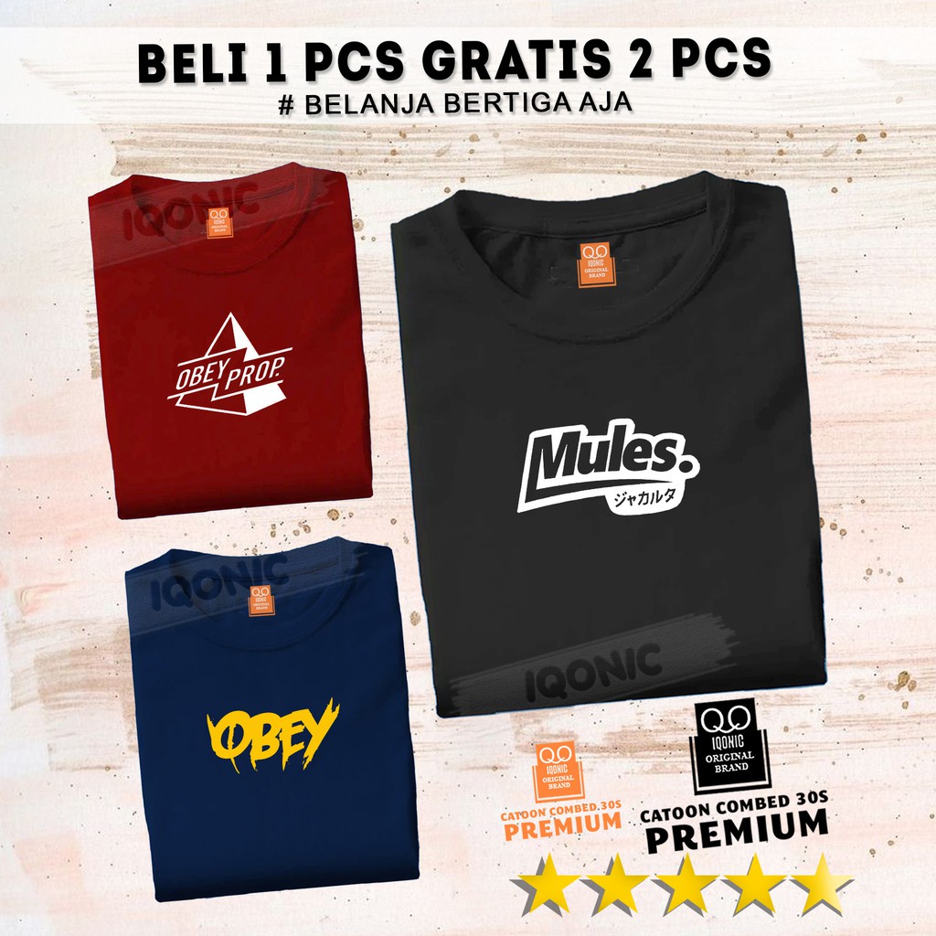 BELI 1 GRATIS 2 PCS Kaos Distro Pria - Kaos Wanita - UNISEX - KatunTebal PREMIUM - MOO