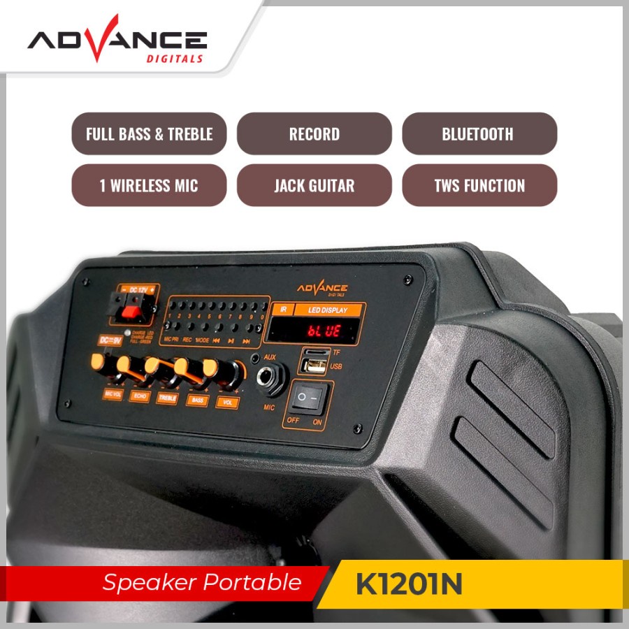 Advance K1201 / K-1201 Speaker Bluetooth Portable 12Inch [GARANSI 1 TAHUN]