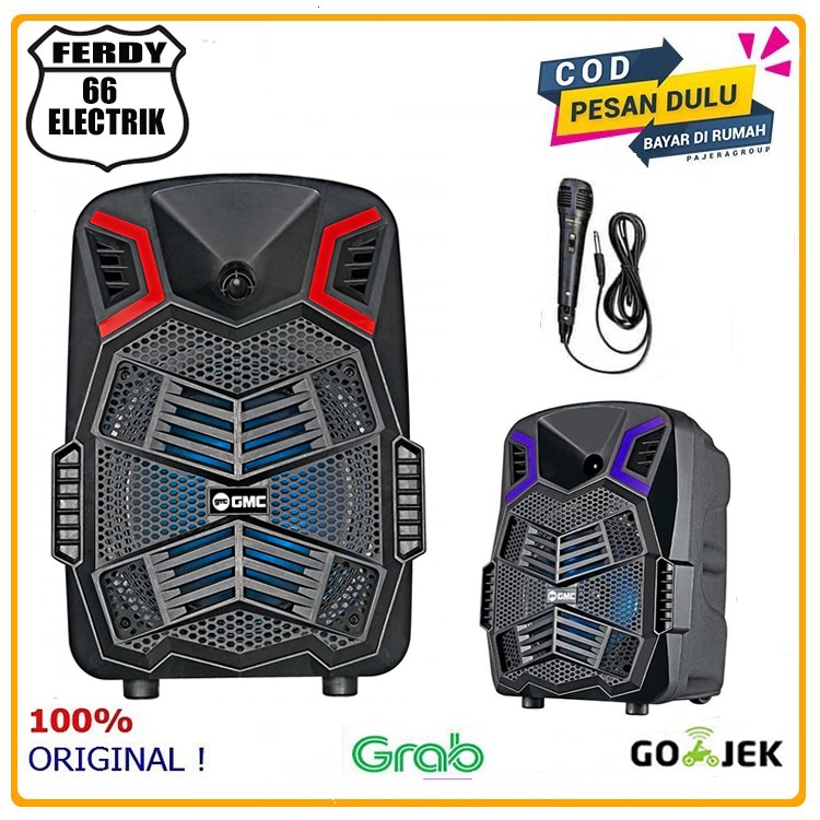 Speaker GMC 897K 8 inch Subwoofer Bluetooth Portable Free Mic Karaoke