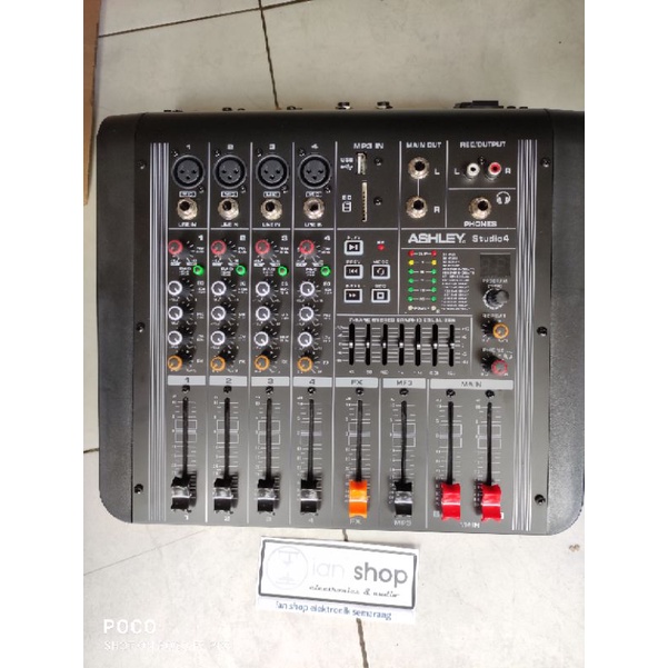 Power Mixer Ashley Studio4 Studio 4 Original 4 Chanel 250 Watt USB Bluetooth Efek Reverb Digital 16 