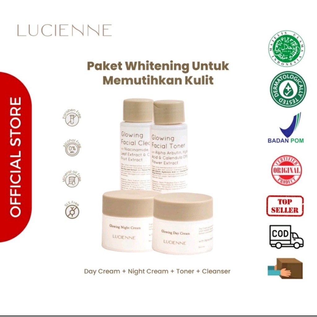 PAKET WHITENING LUCIENNE BPOM HALAL MUI MENGHILANGKAN JERAWAT DAN MEMUTIHKAN