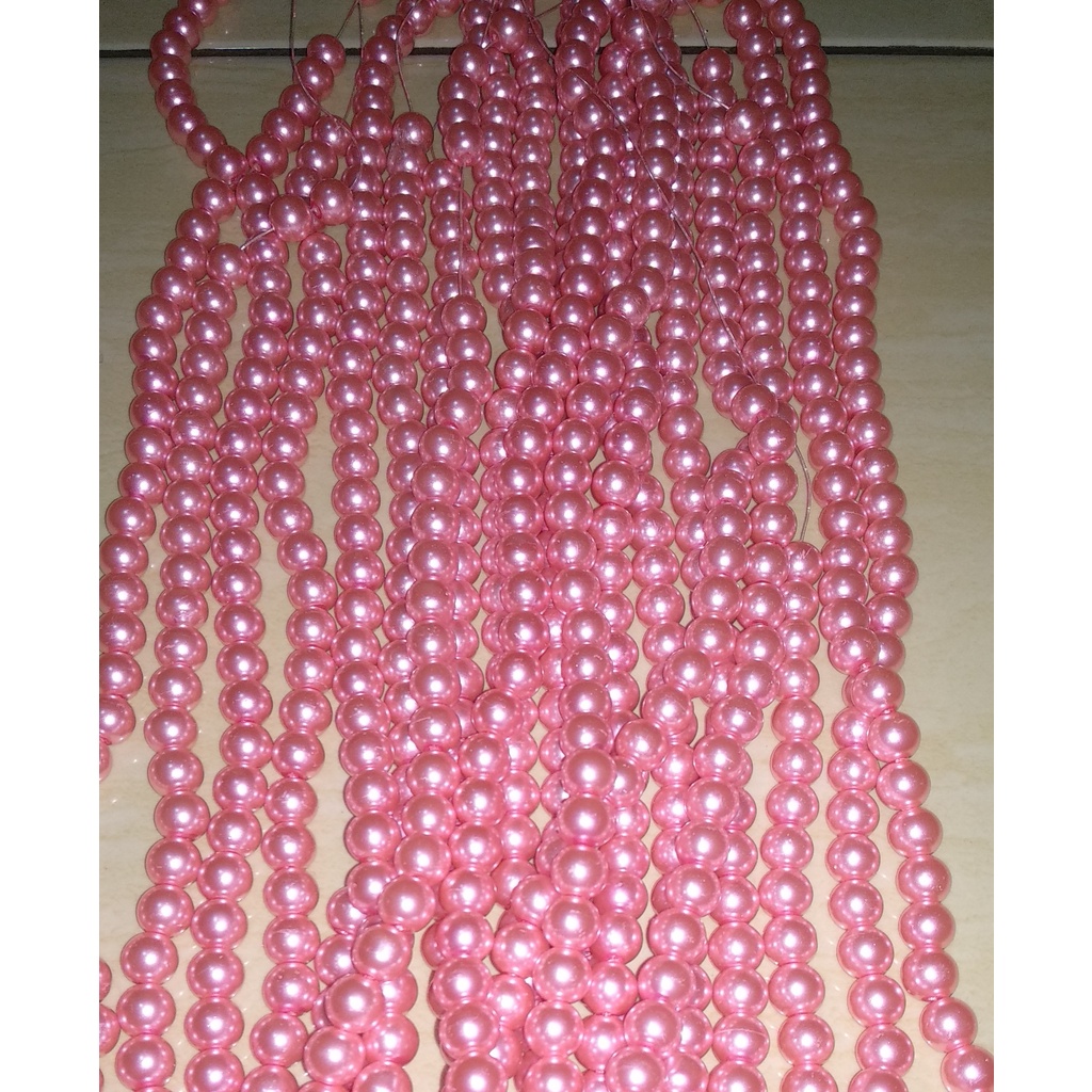 100 Gram Payet Mote Manik Mutiara Sintetis 10mm Bulat Besar Mutsin Berat Kwalitas Super Pink