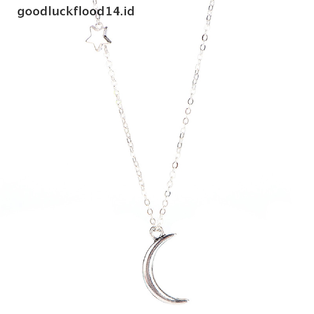 [OOID] Moon Star Pendant Necklace Choker Necklace Gold Silver Long Chain Women Jewelry  ID