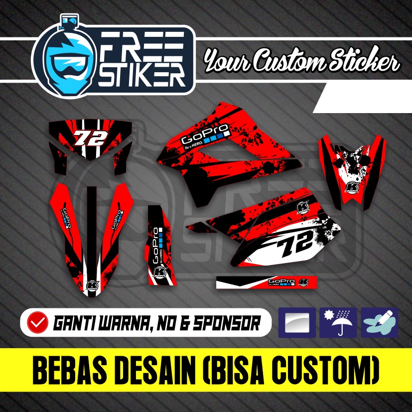 DECAL STICKER STIKER KLX 250 DTRACKER 250 YELLOW SPALSH RED HITAM MERAH
