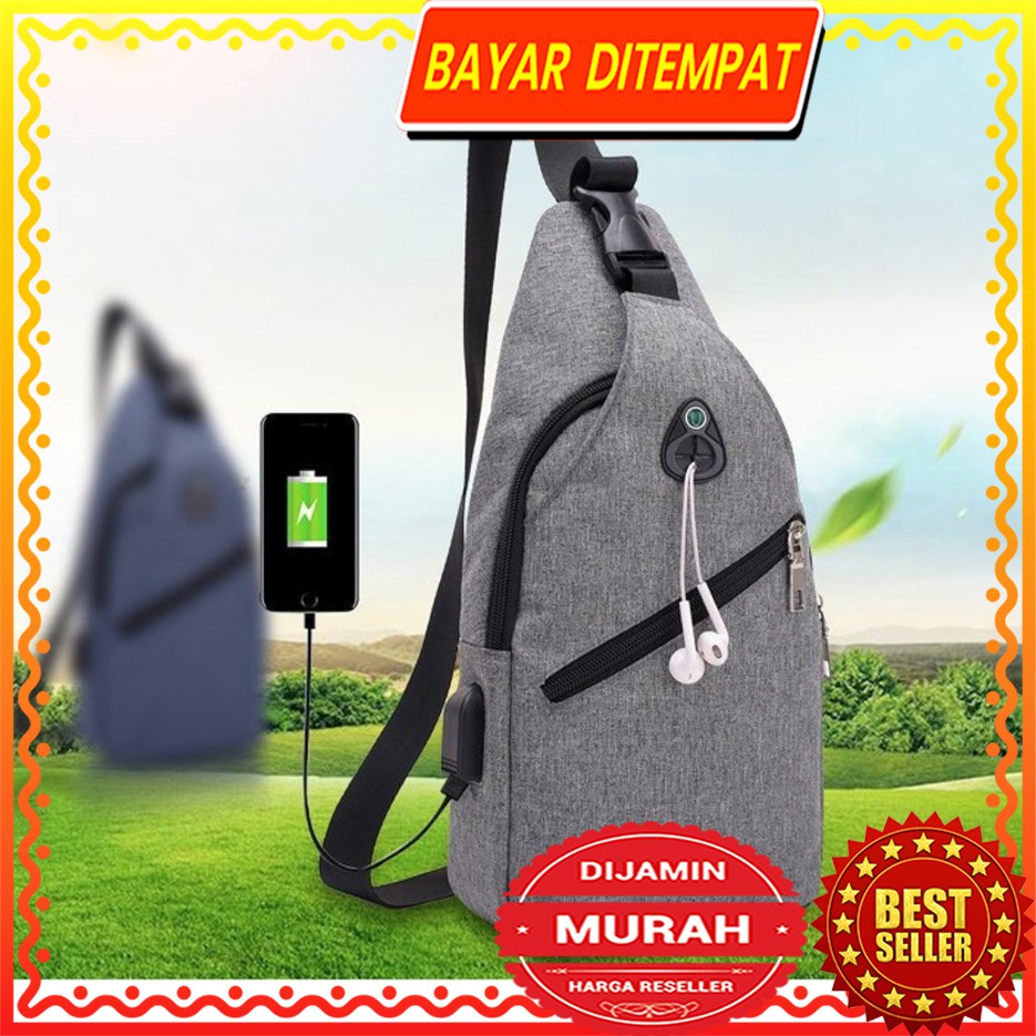 WYK34 SALE Tas Selempang Charge USB dan Earphone Intelligent Package Diskon TKM