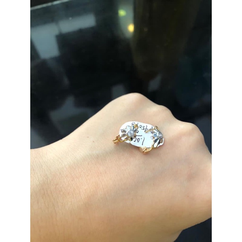 Anting Klip bunga kombinasi pmt emas asli kadar 375