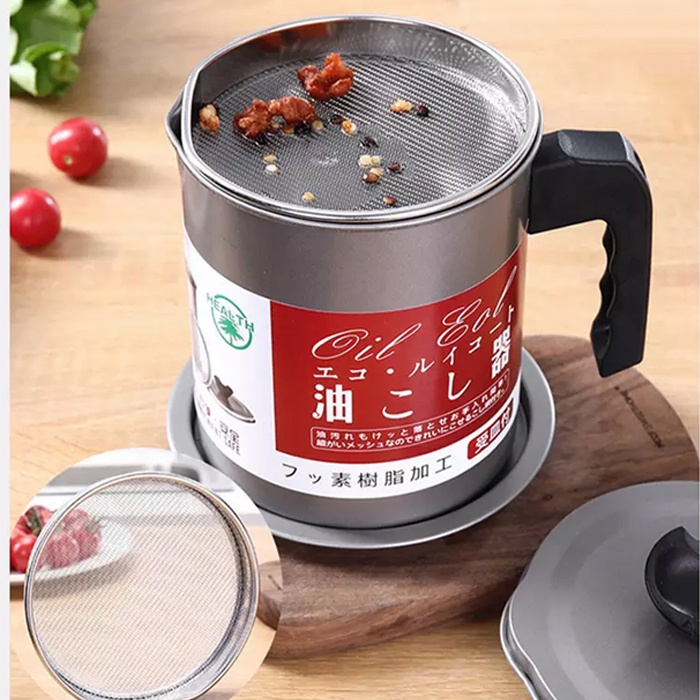 Tempat Saringan Minyak Goreng Saringan Minyak Jelantah Wadah Saringan Minyak Oil Strainer Pot 1.4L