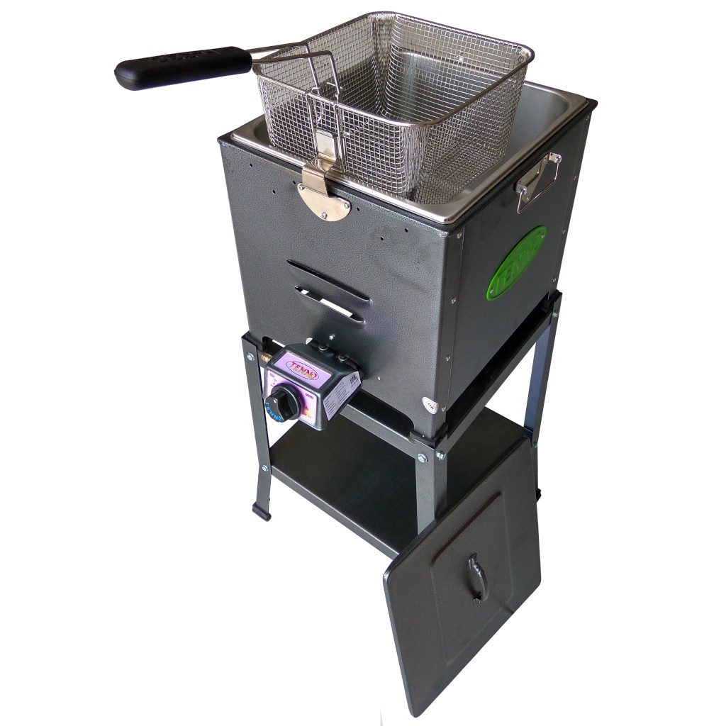 TENNO FRY-220T-TR Penggorengan Deep Fryer Gas Otomatis 13 Liter + Rangka (2 Keranjang Kecil)