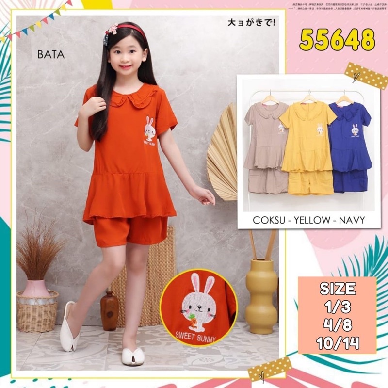 Stelan Katun Rayon Polos Kelinci Kids Catherine #55648 Earth Tone usia 1-7 tahun Slebew