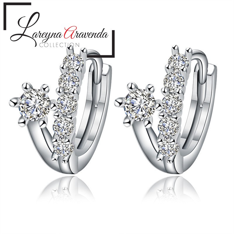 Anting Wanita Titanium Model Spiral Kristal Crystal Zirconia AT080