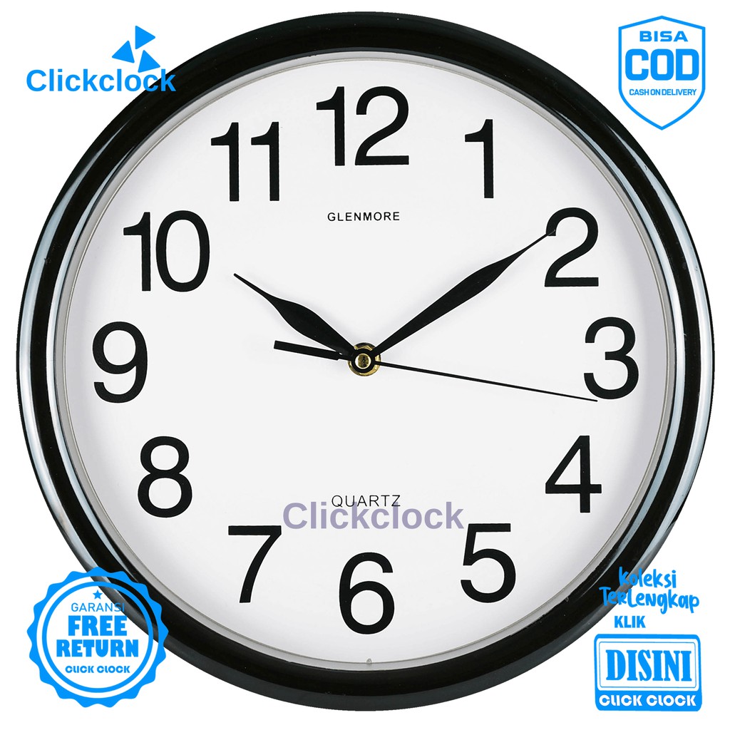 Jam Dinding Quartz Minimalis Gold Silver Gun Glenmore GM-5581P Besar Dekorasi Kamar Unik