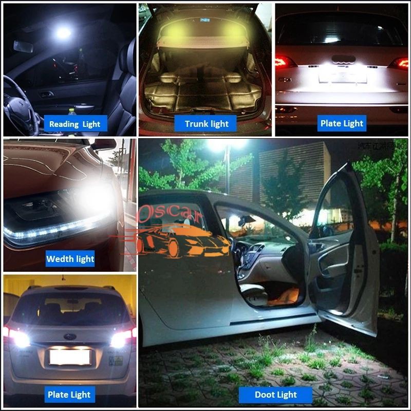 Lampu LED T10 194 W5W 24-SMD 4014 Pengganti untuk Dome / Plafon Mobil