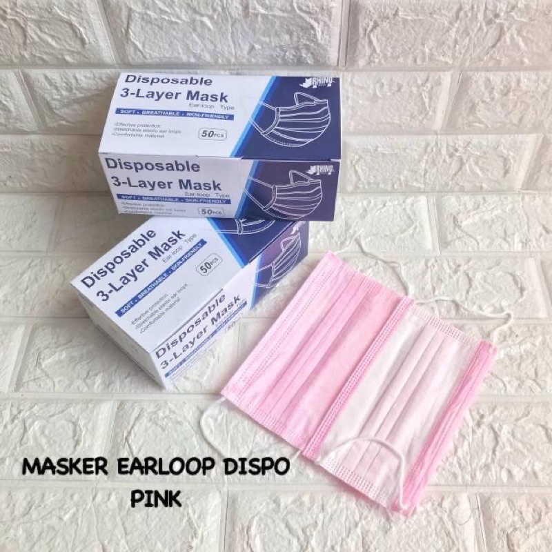 MASKER EARLOOP DISPO PINK TERMURAH