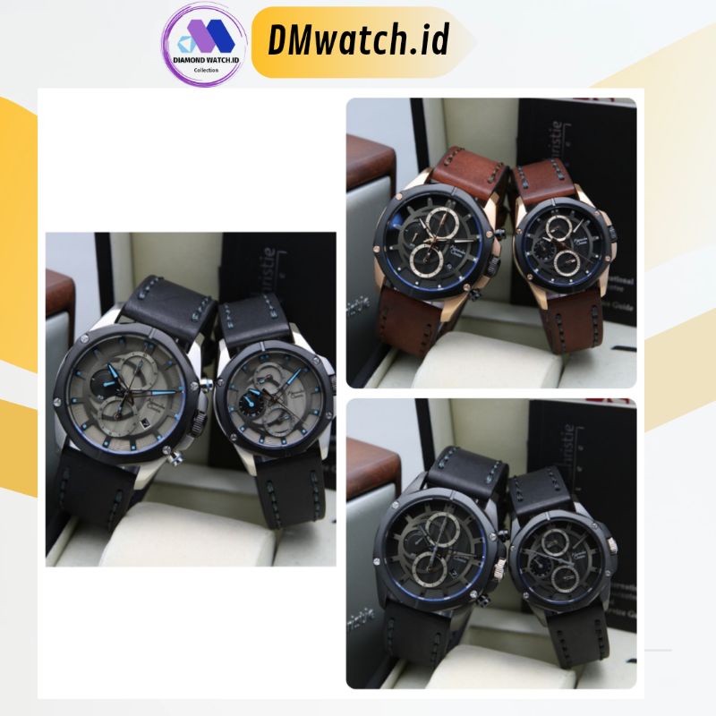 TERBARU  JAM TANGAN COUPLE ALEXANDRE CHRISTIE AC 6589 / AC6589 LEATHER SEPASANG ORIGINAL GARANSI RES