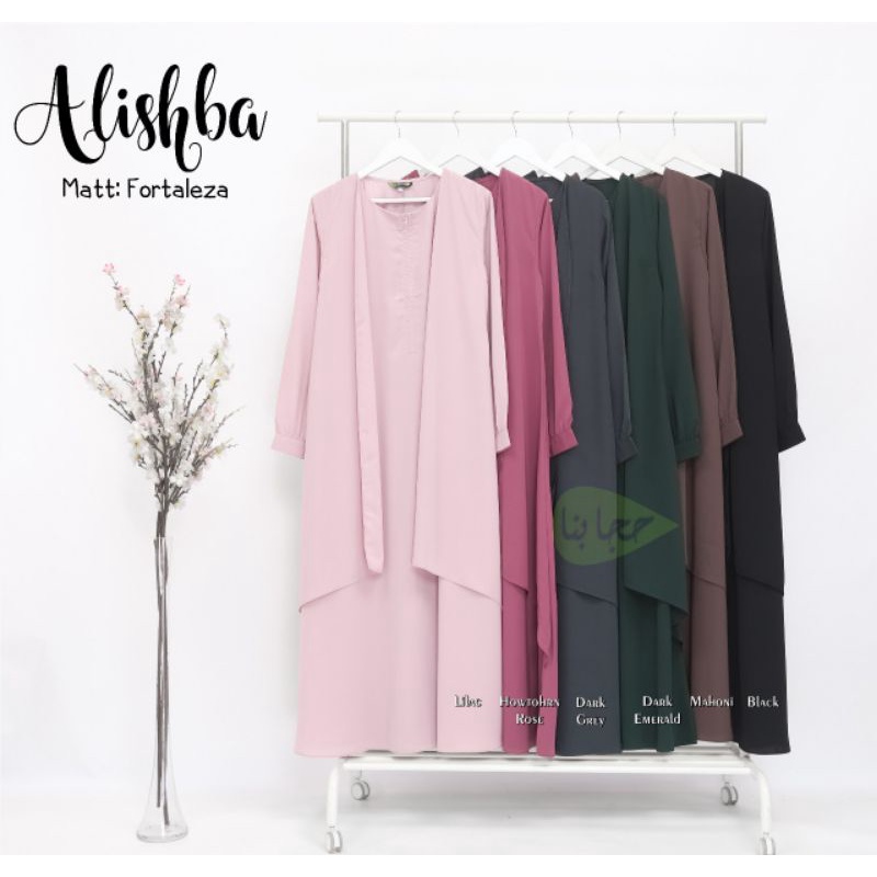 Gamis Alishba Hijabuna Original - Dress syari syar'i premium polos lilac lillac rose pink muda tua s