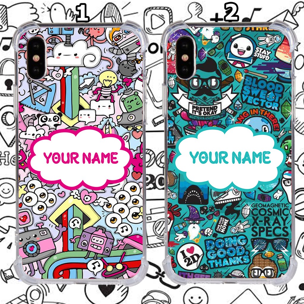 Custom Anti Crack Soft 2D Doodle Art // For All Type,Bisa Tambah Nama