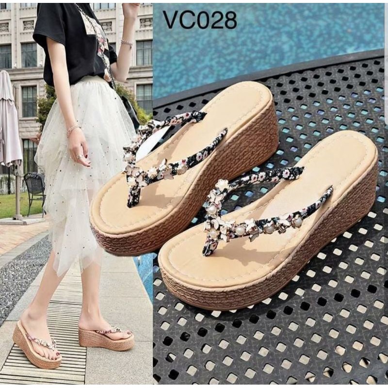 Starr seller sandal japit cewek /ZPT-Sandal wedges silang wanita OF-62