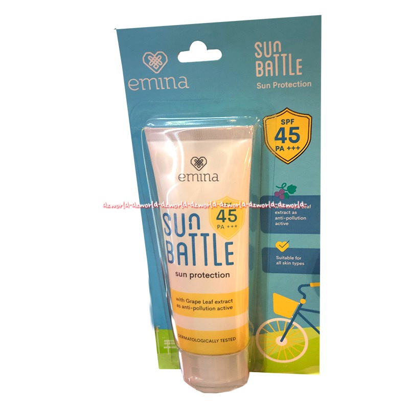 Emina Sun Battle 100gr Sun Protection SPF 45 Sunblock Untuk Kulit With Grape Leaf Emmina Sun Blok Sun Block