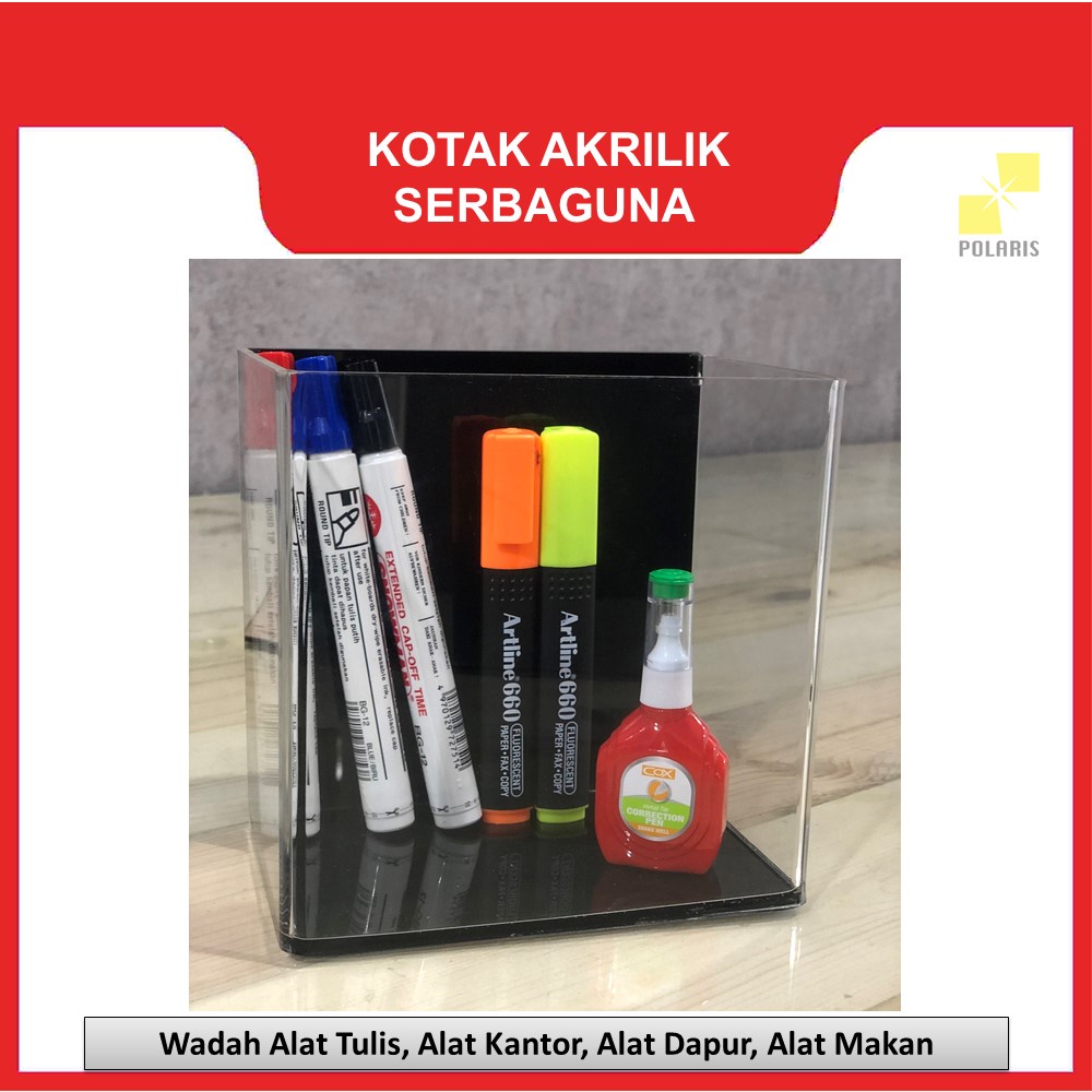 KOTAK AKRILIK-BOX AKRILIK-BOX ACRYLIC SERBAGUNA-KOTAK ALAT TULIS-WADAH ALAT KANTOR-WADAH ALAT DAPUR-WADAH ALAT MAKAN 151015