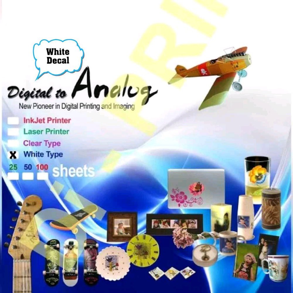 

Promo kertas decal waterslide A 4 putih white Berkualitas