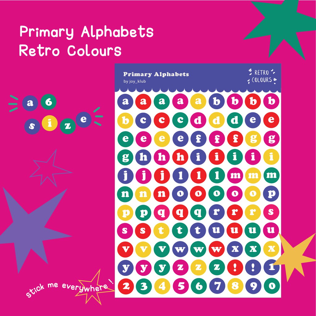 

Joy Klub - Retro Colours Primary Alphabet Sticker Sheet (Cek Deskripsi) Sticker Deco Sticker Aesthetic Laptop