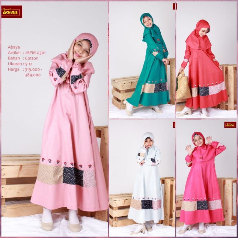 DANNIS Gamis Anak JAPM 0301 Pink - Fanta - Merah - Grey - Hijau