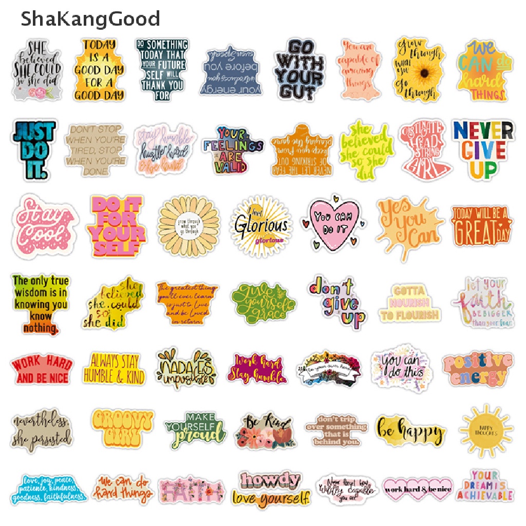 Skid Stiker Decal Motif Grafitti Phrases Motivasi Untuk Dekorasi Laptop / Scrapbook DIY