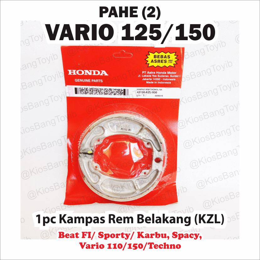 (PAHE 2) Kampas Rem Depan &amp; Belakang HONDA VARIO 150 {KZL+K59}