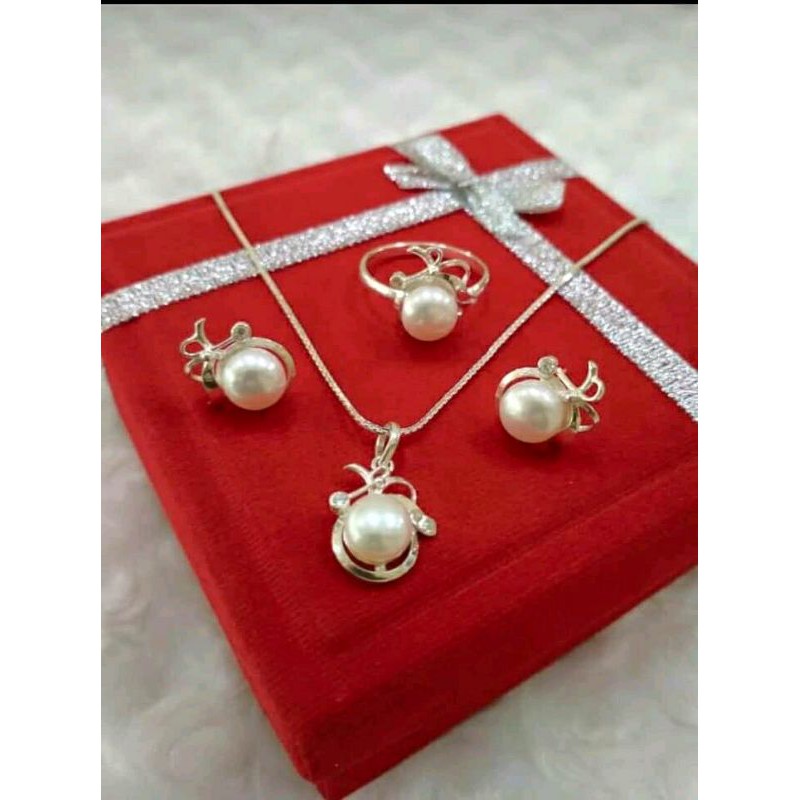 Set perak Asli 925 mutiara air Tawar || Set simple || Set mutiara || Set perak