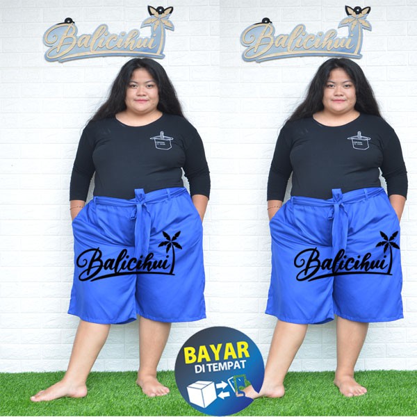 Balicihui Celana 3/4 Jumbo Celana Tanggung Wanita Celana Wanita Celana Big Size Celana Plus Size